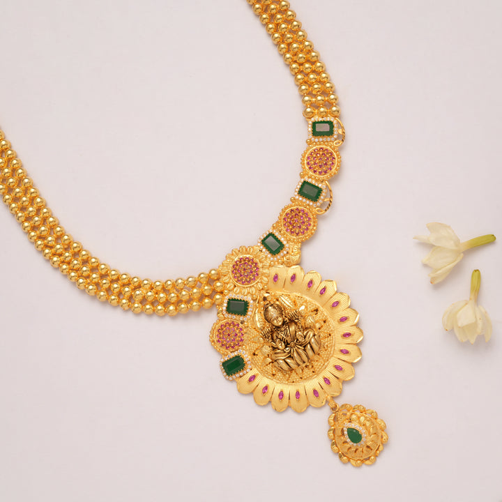 Heritage Lakshmi Emerald Stone Golden Haram