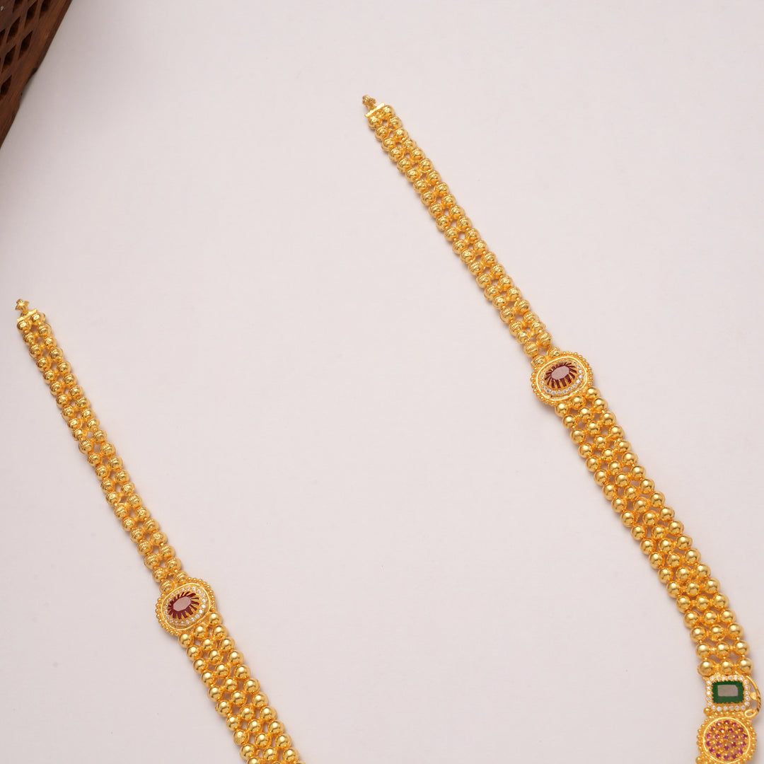 Heritage Lakshmi Emerald Stone Golden Haram