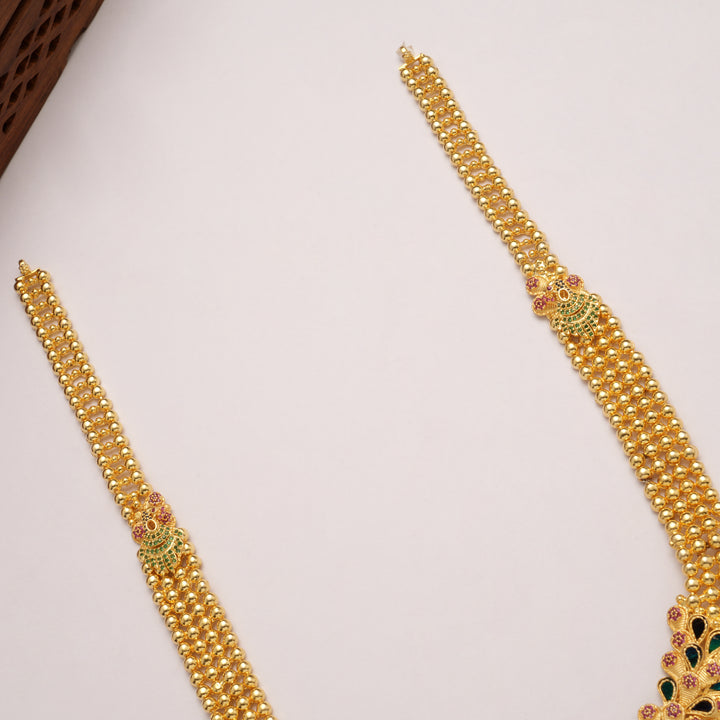 Beautiful Peacock Feather Motif Lakshmi Golden Haram