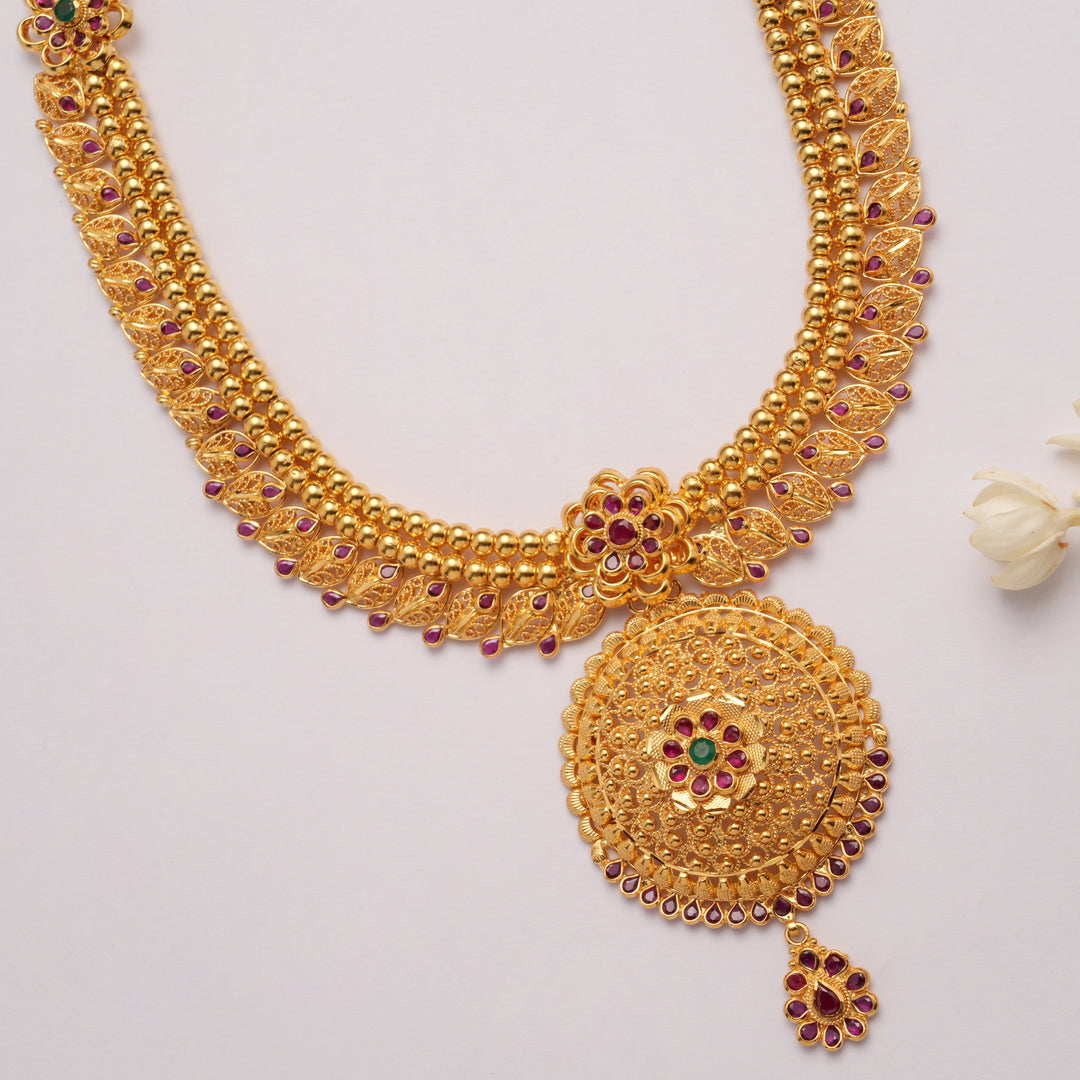 Premium Round Shape Pendant Golden Haram