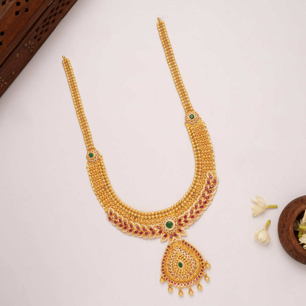 Timeless Ruby Leaf Design Pendant Golden Haram