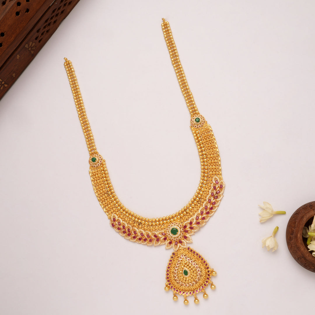 Timeless Ruby Leaf Design Pendant Golden Haram