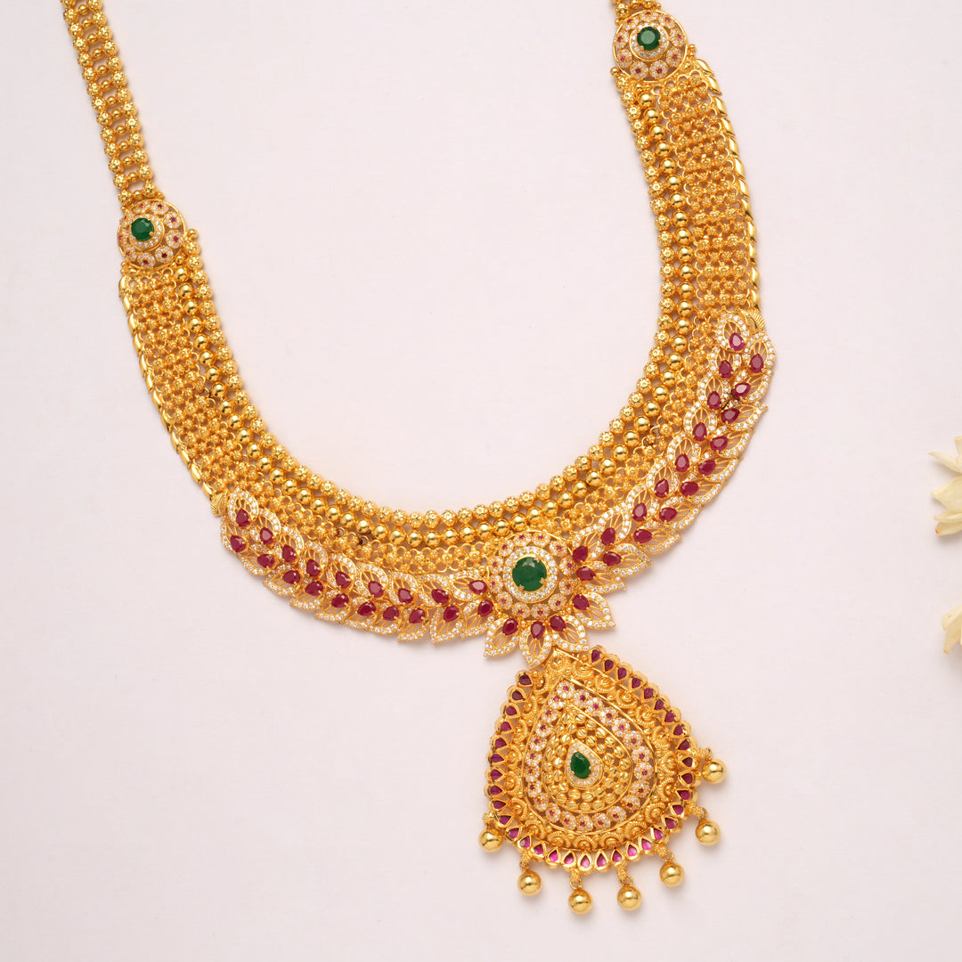 Timeless Ruby Leaf Design Pendant Golden Haram
