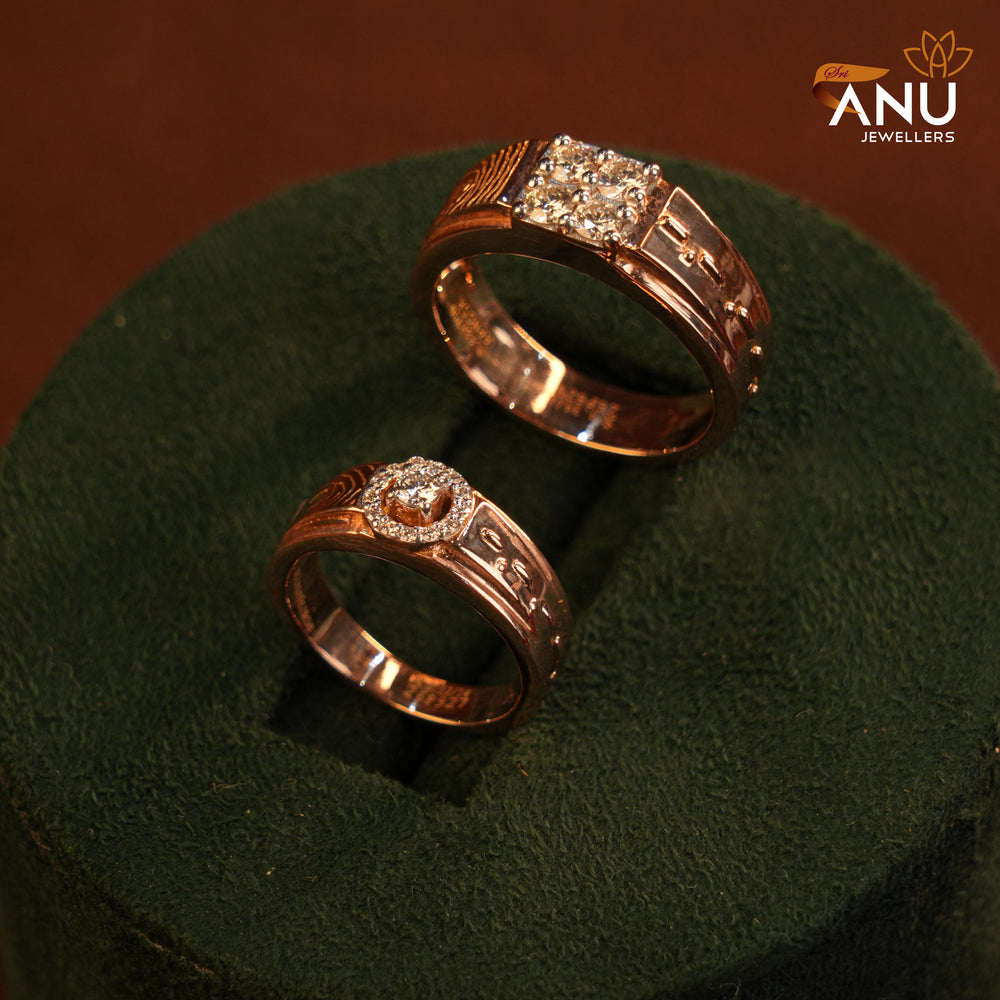 Customised Rose Gold Diamond Couple Ring