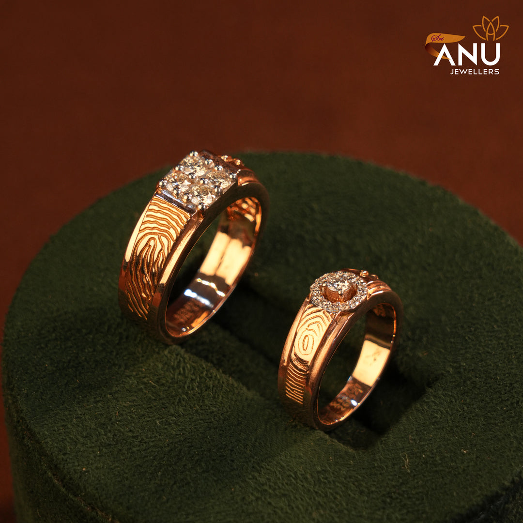 Customised Rose Gold Diamond Couple Ring