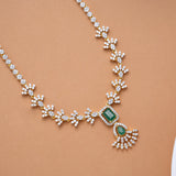 Vibrant Green Stone Pendant Golden Swarovski Necklace