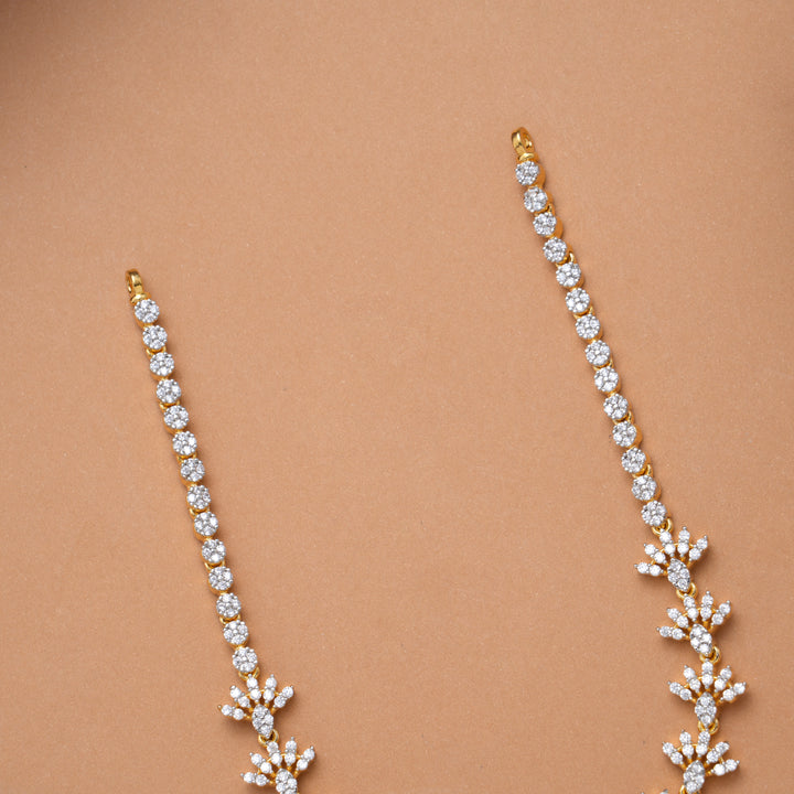 Sparkling Stones with Red Stone Drops Golden Necklace