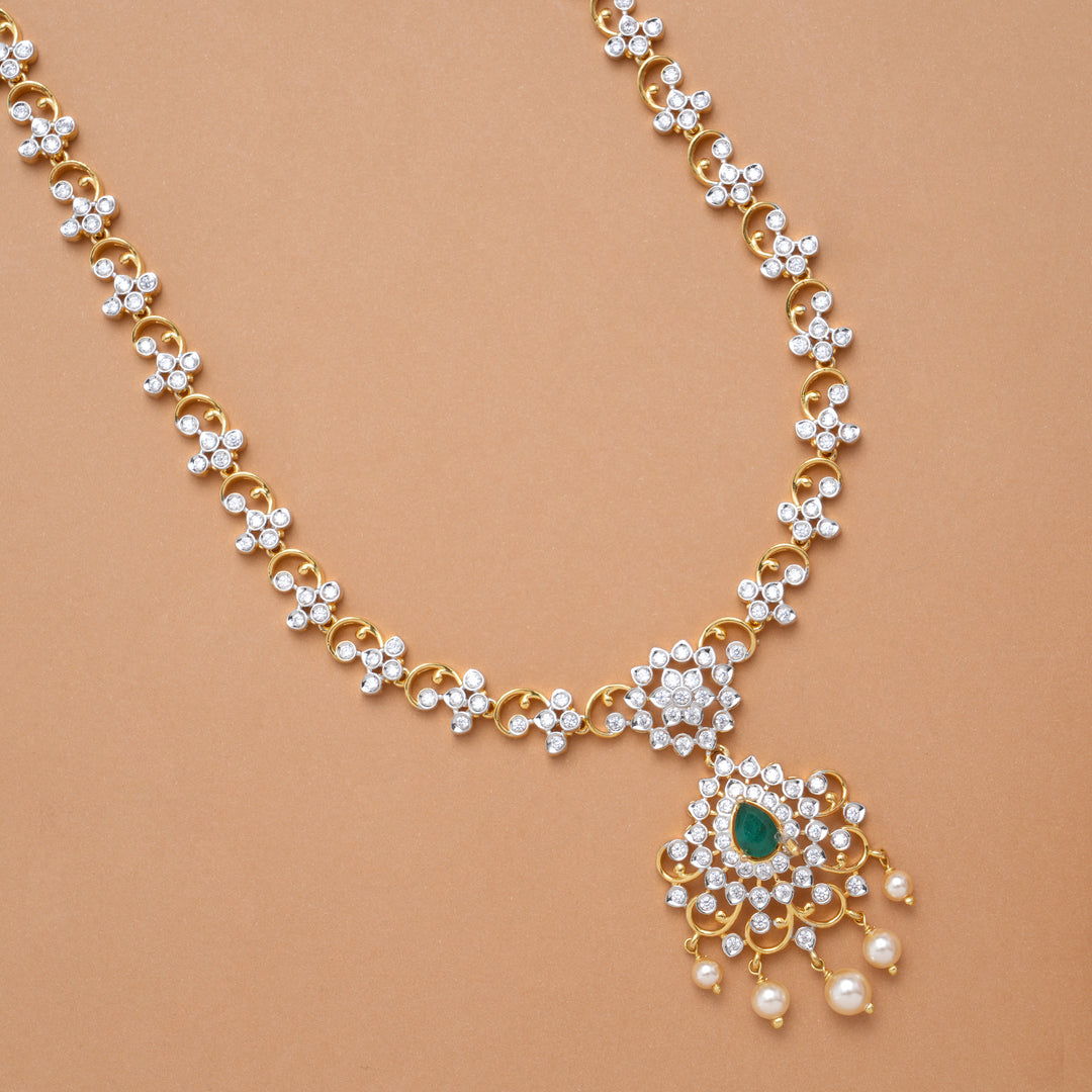 Sparkling Stone Floral with Pendant Drops Golden Haram