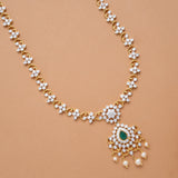 Sparkling Stone Floral with Pendant Drops Golden Haram