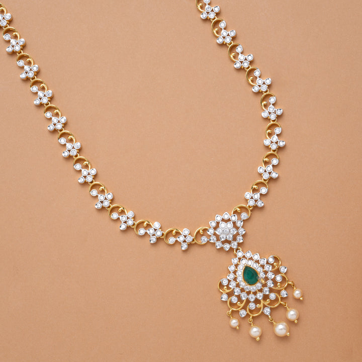 Sparkling Stone Floral with Pendant Drops Golden Haram