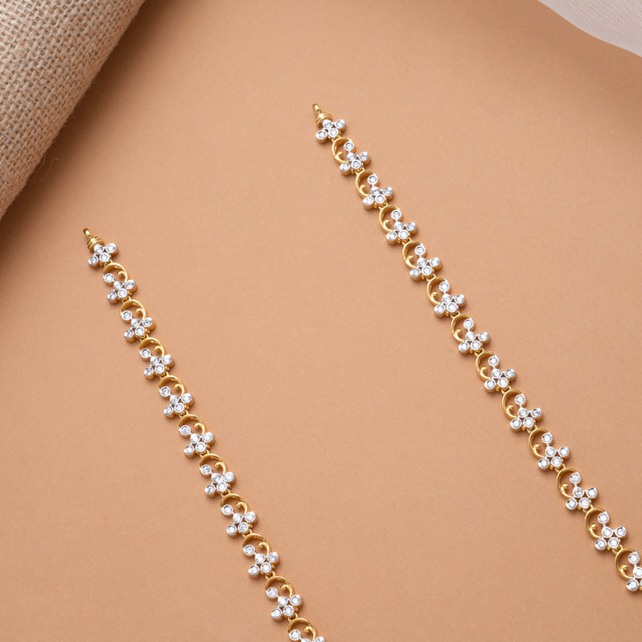 Sparkling Stone Floral with Pendant Drops Golden Haram