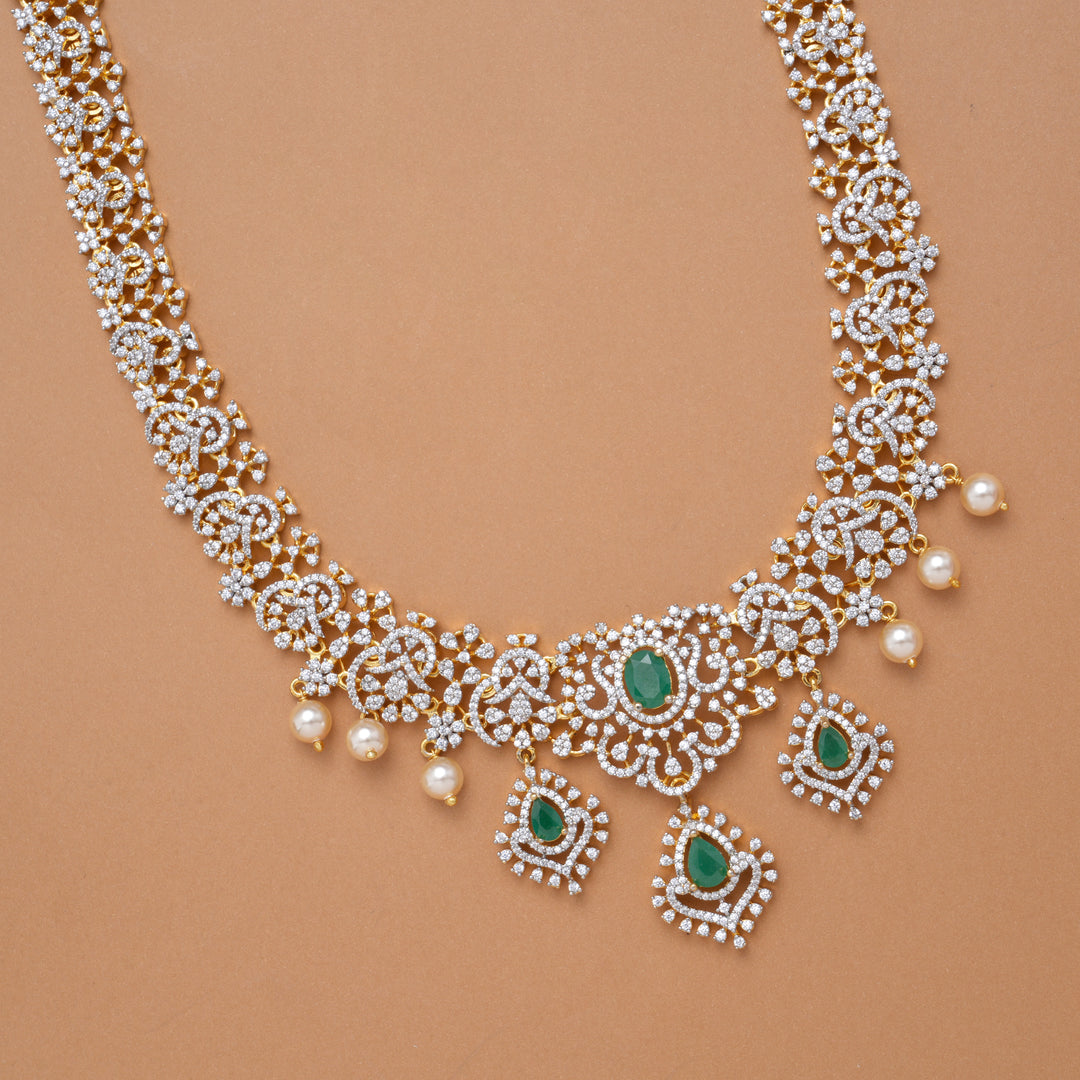 Vibrant Stone with Floral Pear Drops Golden Haram