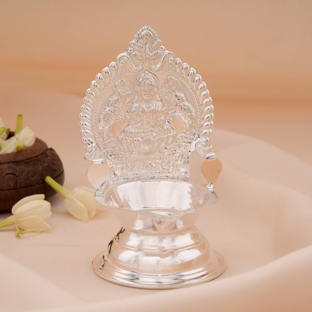 Divine Goddess Gaja Lakshmi Silver Vilaku