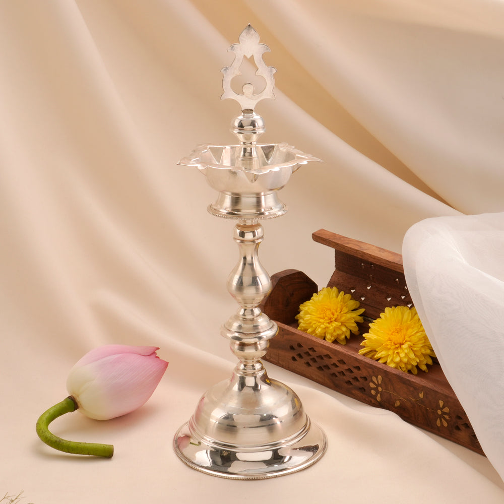 Traditional Style Silver Kuthu Vilakku