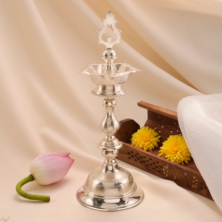Traditional Style Silver Kuthu Vilakku