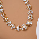 Cute Pearl with Stone Golden Swarovski Necklace