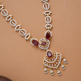 Ethnic Red Teardrop Stone Golden Swarovski Necklace