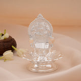 Divine Gaja Lakshmi with Lotus Base Silver Vilaku