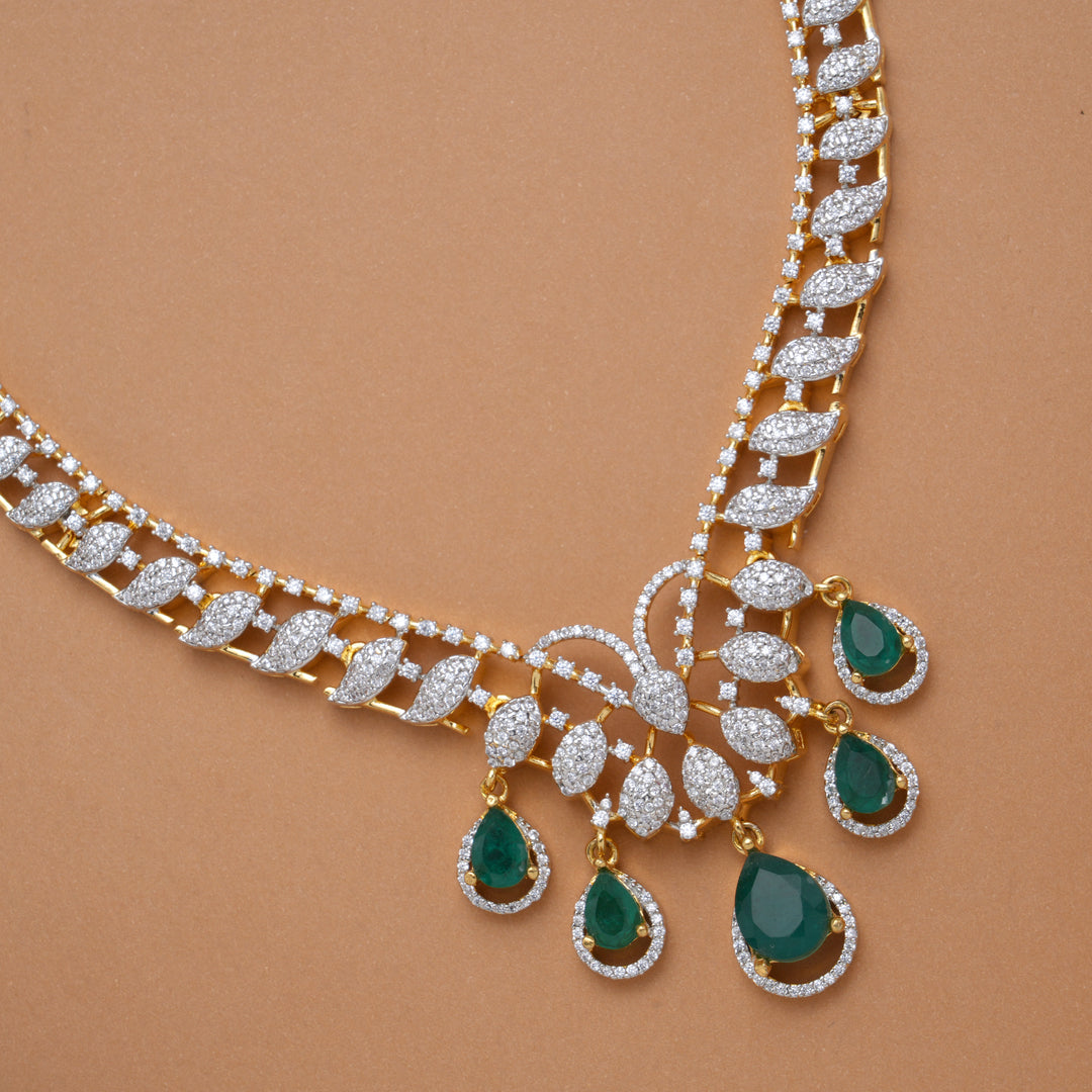 Fancy Teardrops with Butterfly Wings Golden Swarovski Necklace