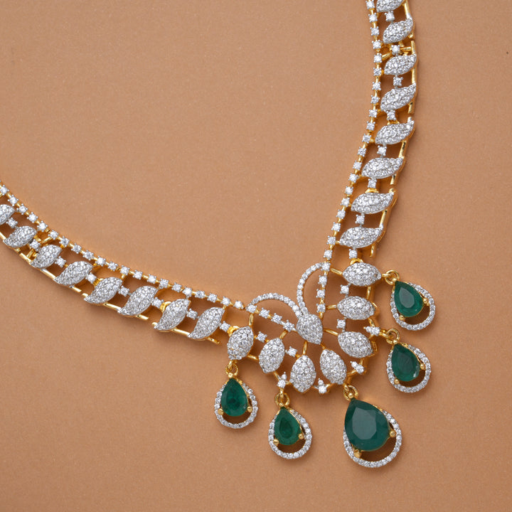 Fancy Teardrops with Butterfly Wings Golden Swarovski Necklace