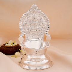 Divine Gaja Lakshmi Minimal Silver Vilaku