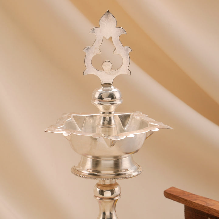 Traditional Style Silver Kuthu Vilakku