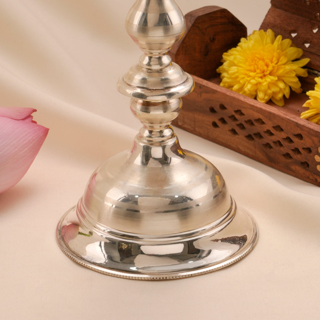 Traditional Style Silver Kuthu Vilakku