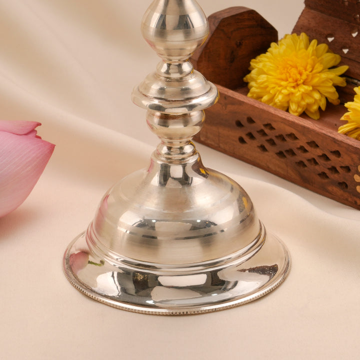 Traditional Style Silver Kuthu Vilakku