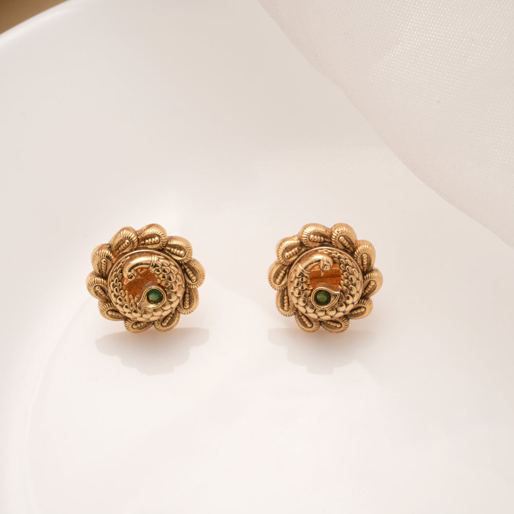Premium Peacock Design Golden Stud