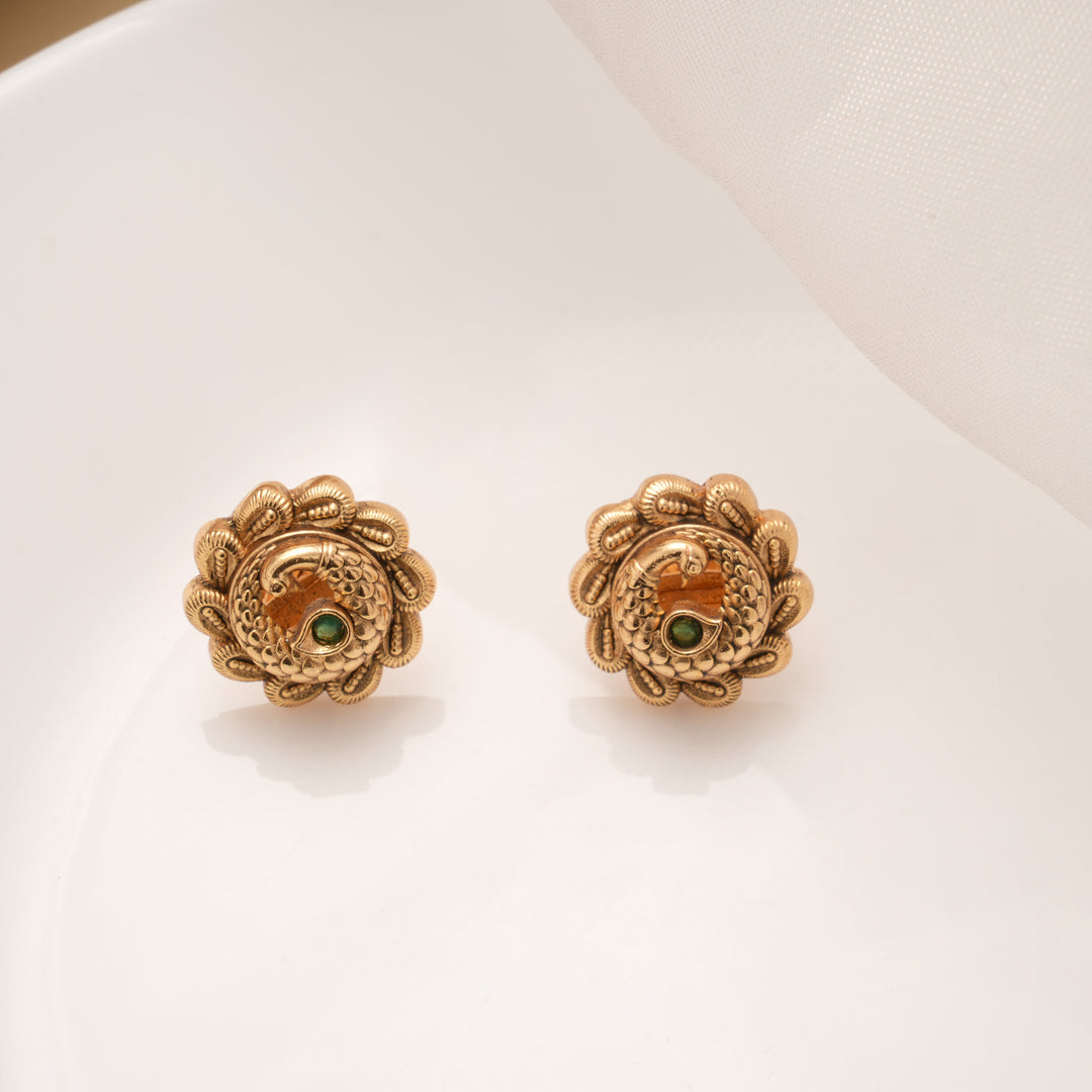 Premium Peacock Design Golden Stud