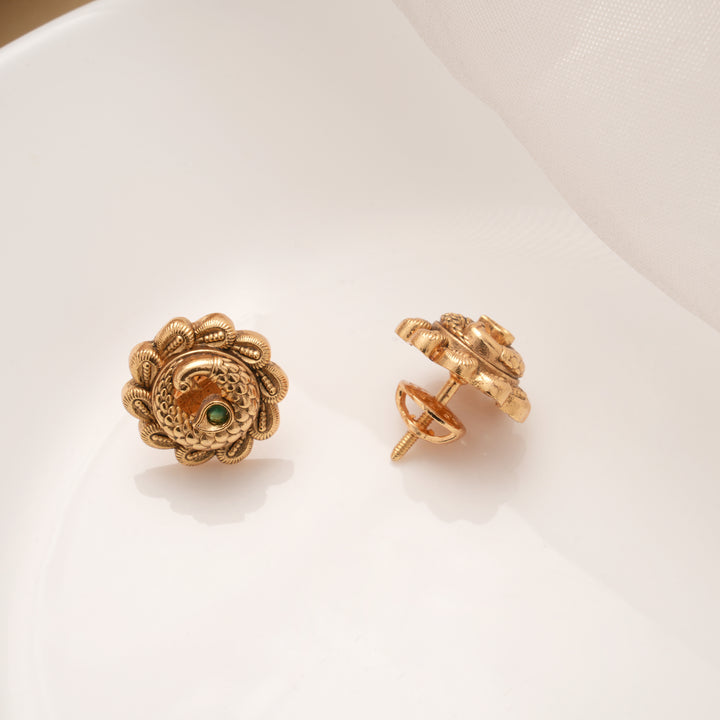 Premium Peacock Design Golden Stud