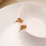 Classic Peacock Motif Stone Golden Stud