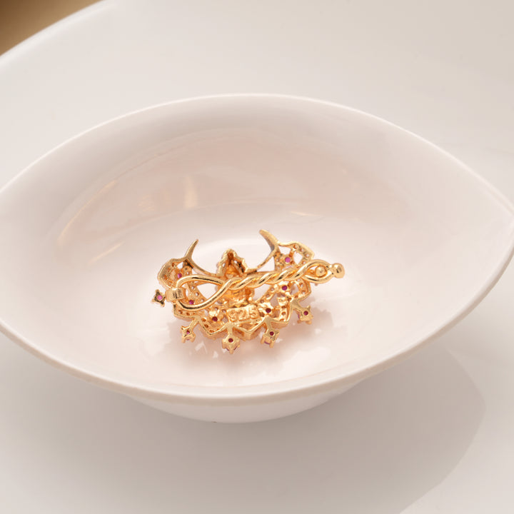 Elegant Lakshmi Ruby Stone Chandran Golden Hair Pin