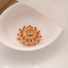 Elegant Lakshmi Ruby Stone Suriyan Golden Hair Pin
