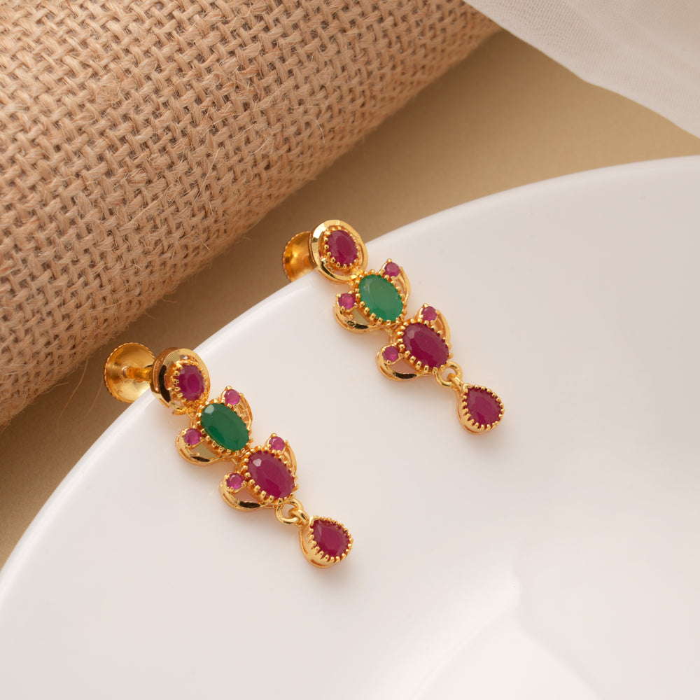 Ethnic Kundan Layer Drops Golden Earrings