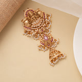 Elegant Lakshmi With Pearl Drops Layer Golden Jada Billa