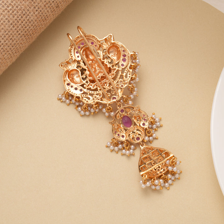 Elegant Lakshmi With Pearl Drops Layer Golden Jada Billa