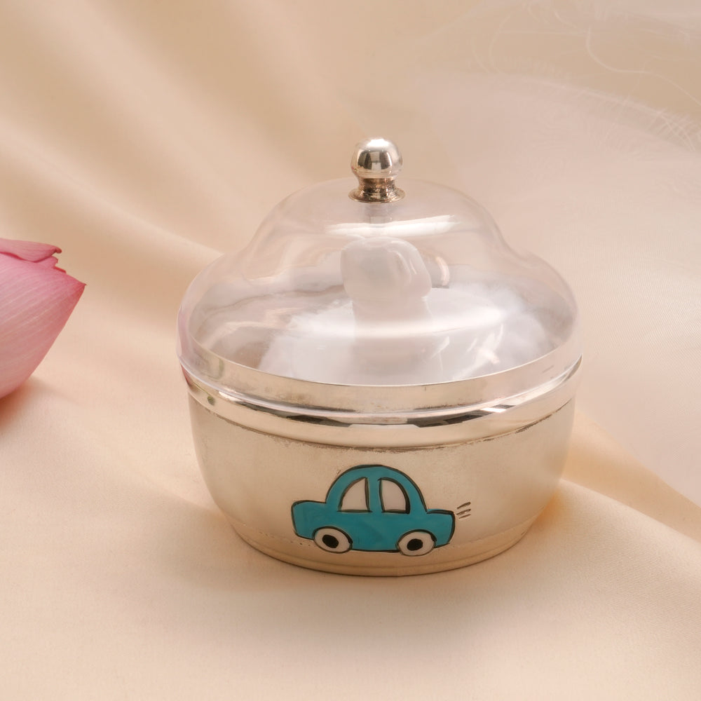 Car Design Silver Baby Powder Box