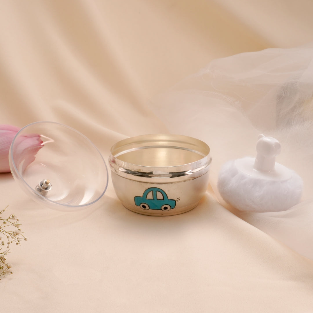 Car Design Silver Baby Powder Box