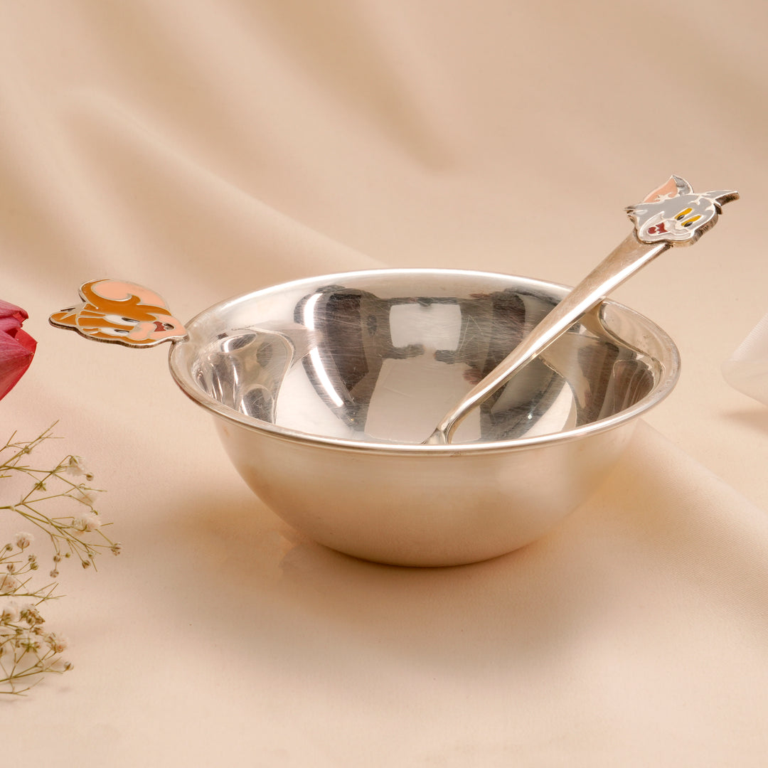 Tom & Jerry Silver Bowl and Spoon