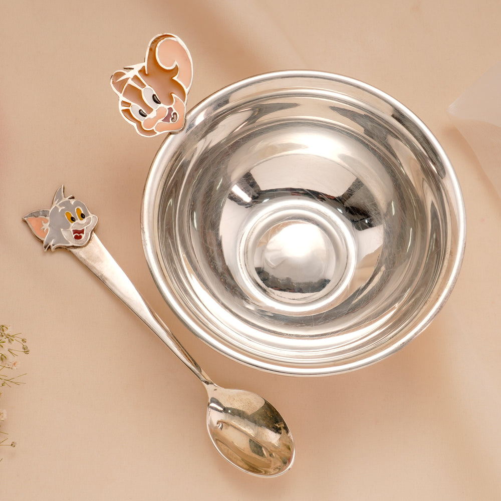 Tom & Jerry Silver Bowl and Spoon
