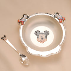 Mickey Mouse Baby Silver Plate and Spoon