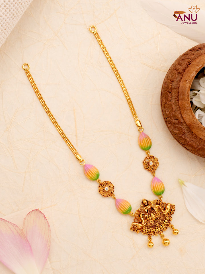Traditional Gajalakshmi Temple Gold Necklace