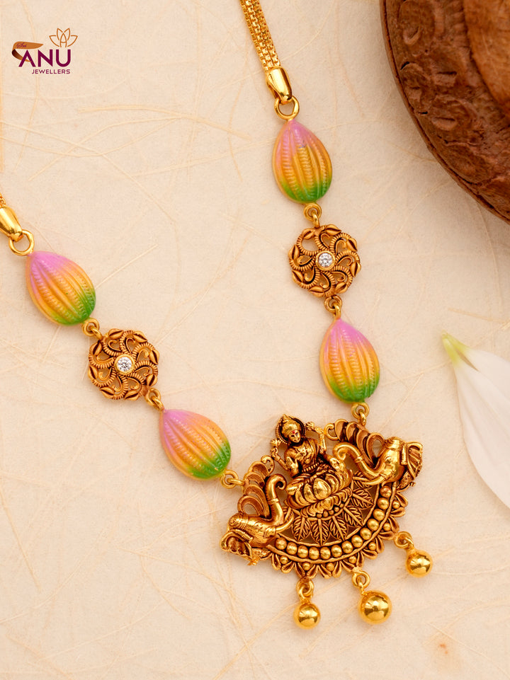 Traditional Gajalakshmi Temple Gold Necklace