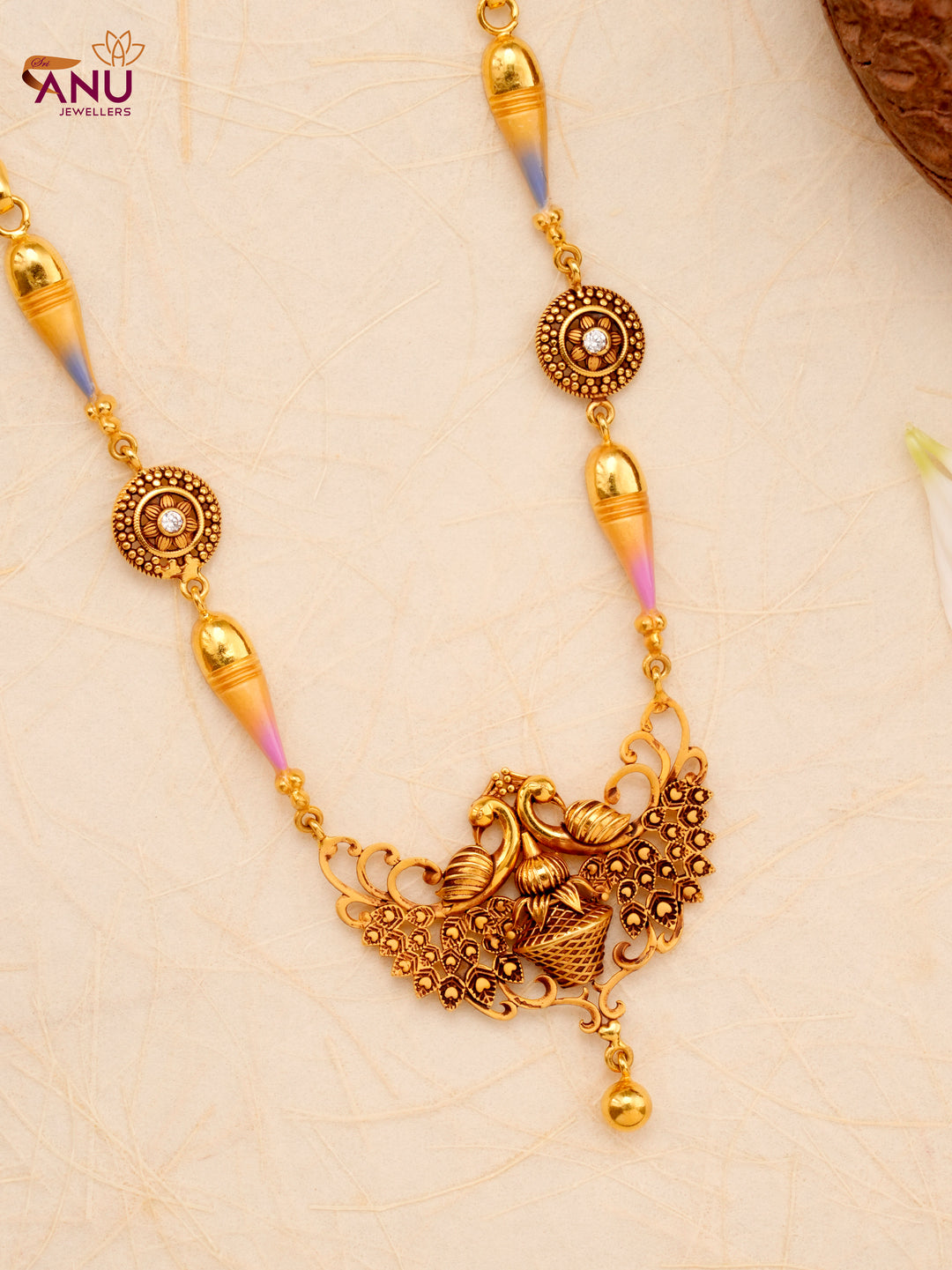Divine Peacock Nagas Traditional Gold Necklace
