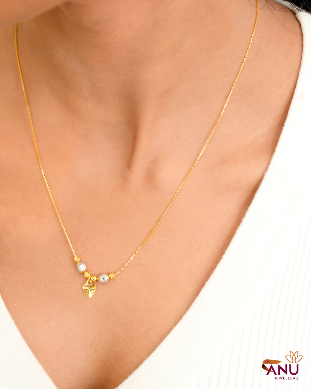 Trendy Gold Ball with Heart Fancy Chain