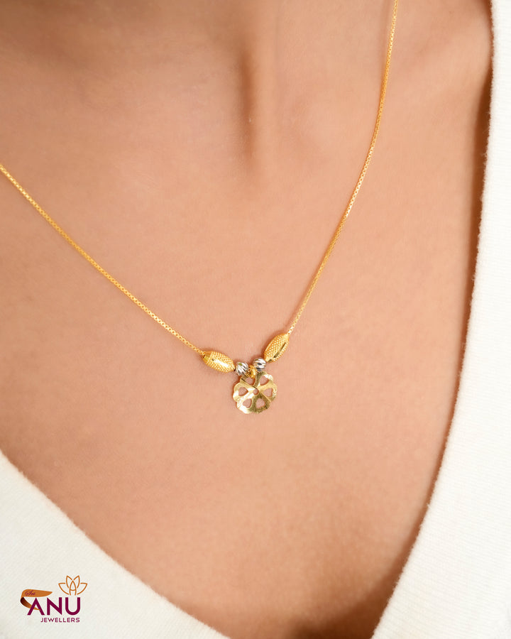 Minimal Floral Charm Gold Ball Chain