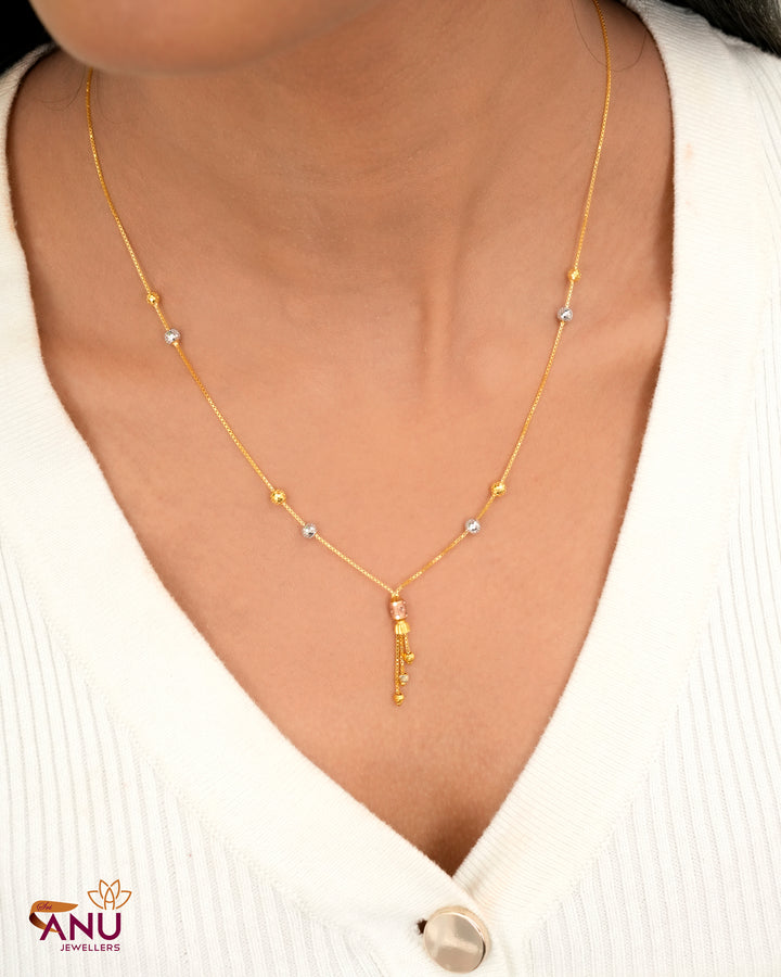 Slim Gold Beaded Fancy Chain