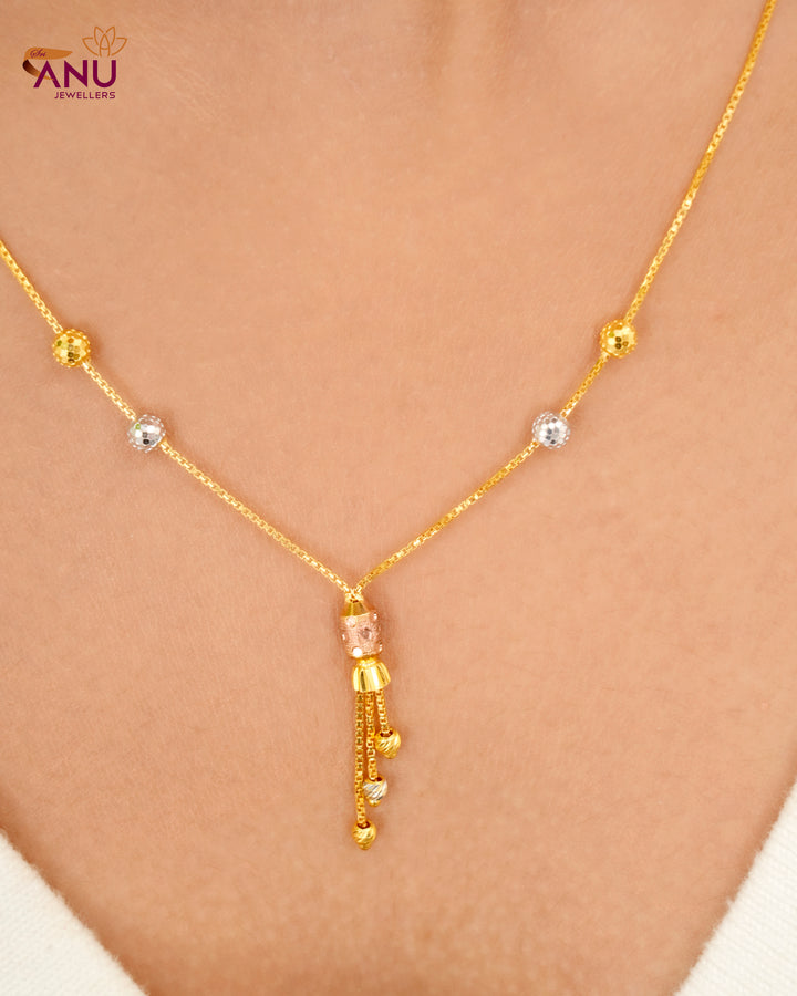 Slim Gold Beaded Fancy Chain
