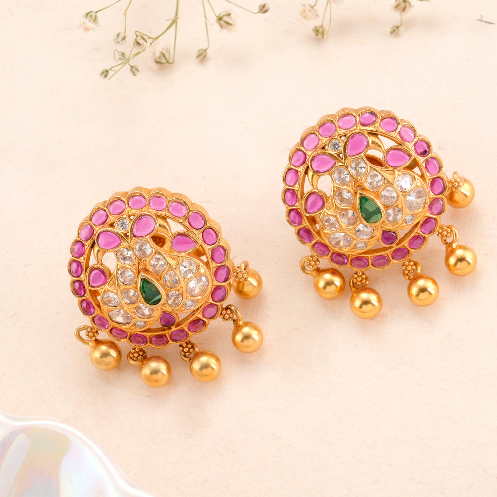 Ruby and Emerald Kundan Swarovski Earrings